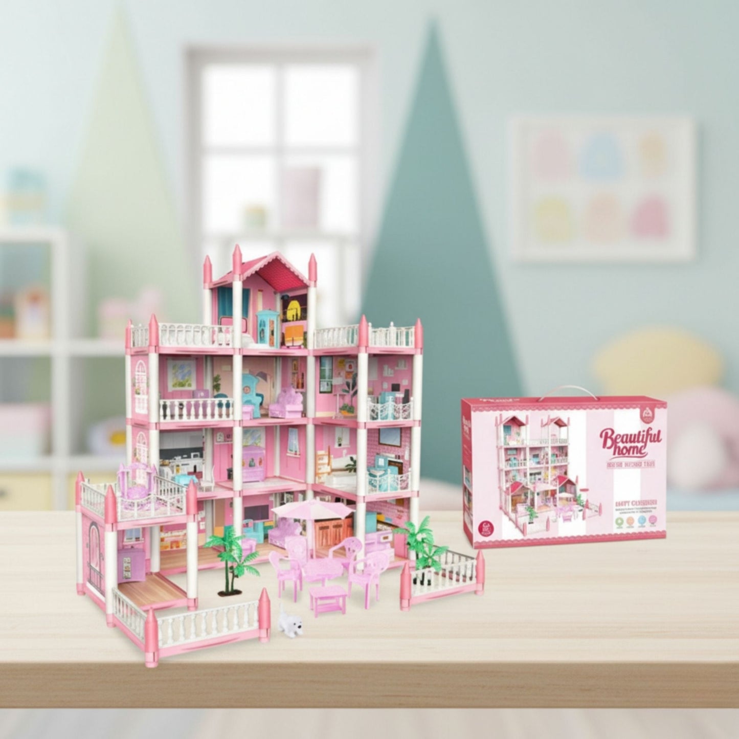 DIY Doll House Villa Playset for Kids – Creative Building Toy