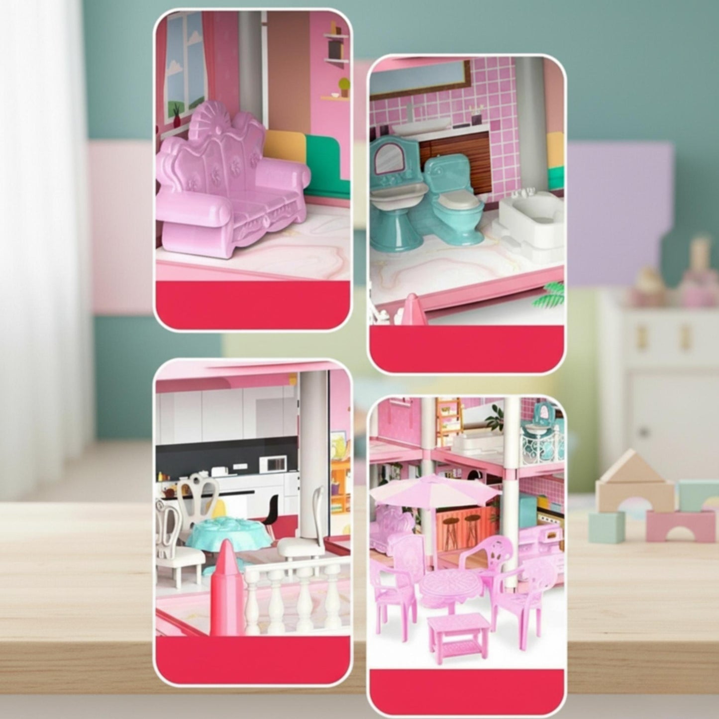 DIY Doll House Villa Playset for Kids – Creative Building Toy