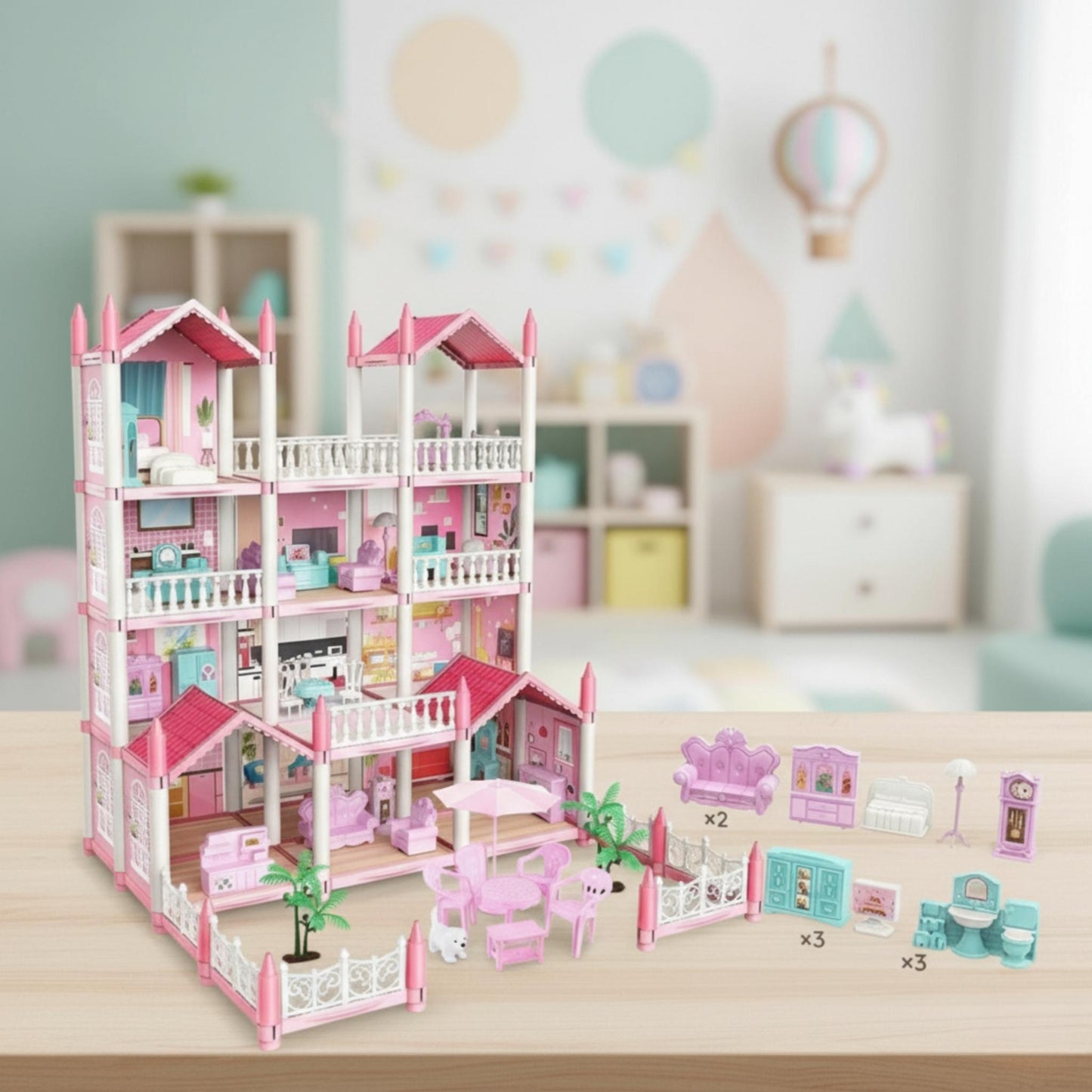 DIY Doll House Villa Playset for Kids – Creative Building Toy