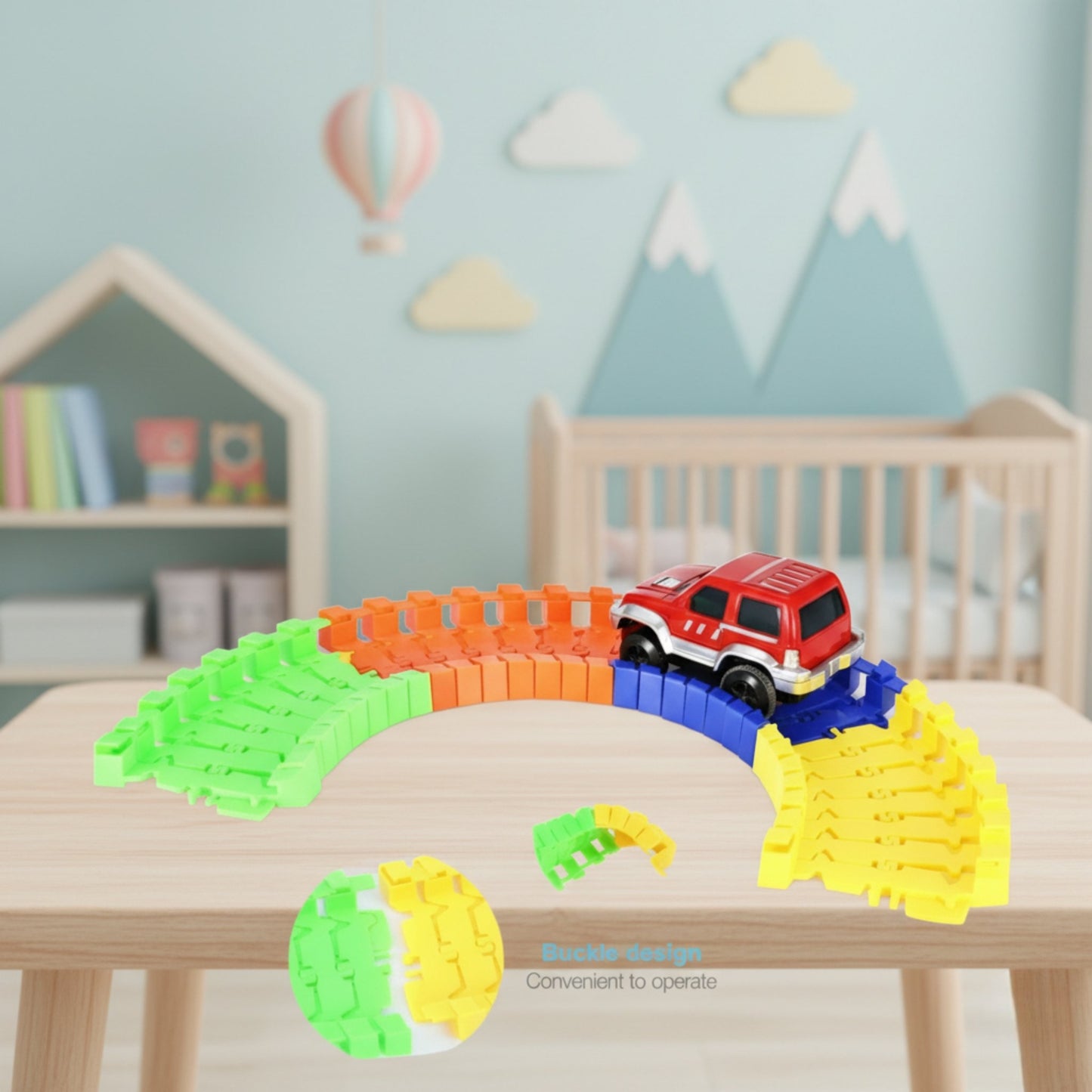 Glowing Flexible Race Track Set (56 PCS) with LED Car for Kids