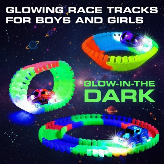 Glowing Flexible Race Track Set (56 PCS) with LED Car for Kids