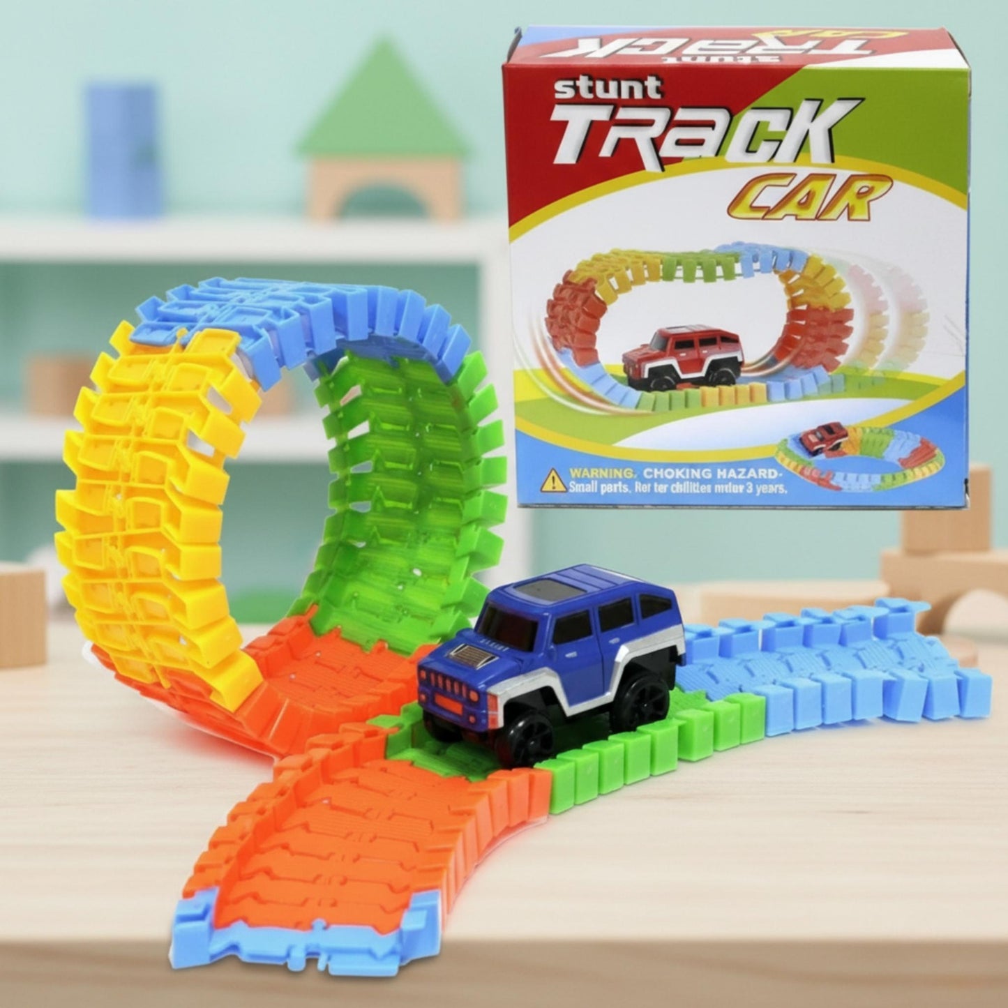 Glowing Flexible Race Track Set (56 PCS) with LED Car for Kids