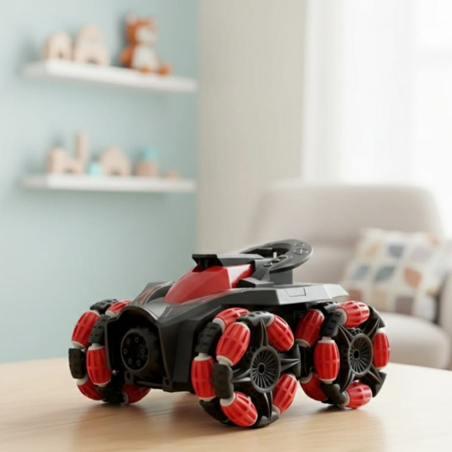 8-Wheel Remote Control Stunt Car with LED Lights & Spray Effects (6+ Years)