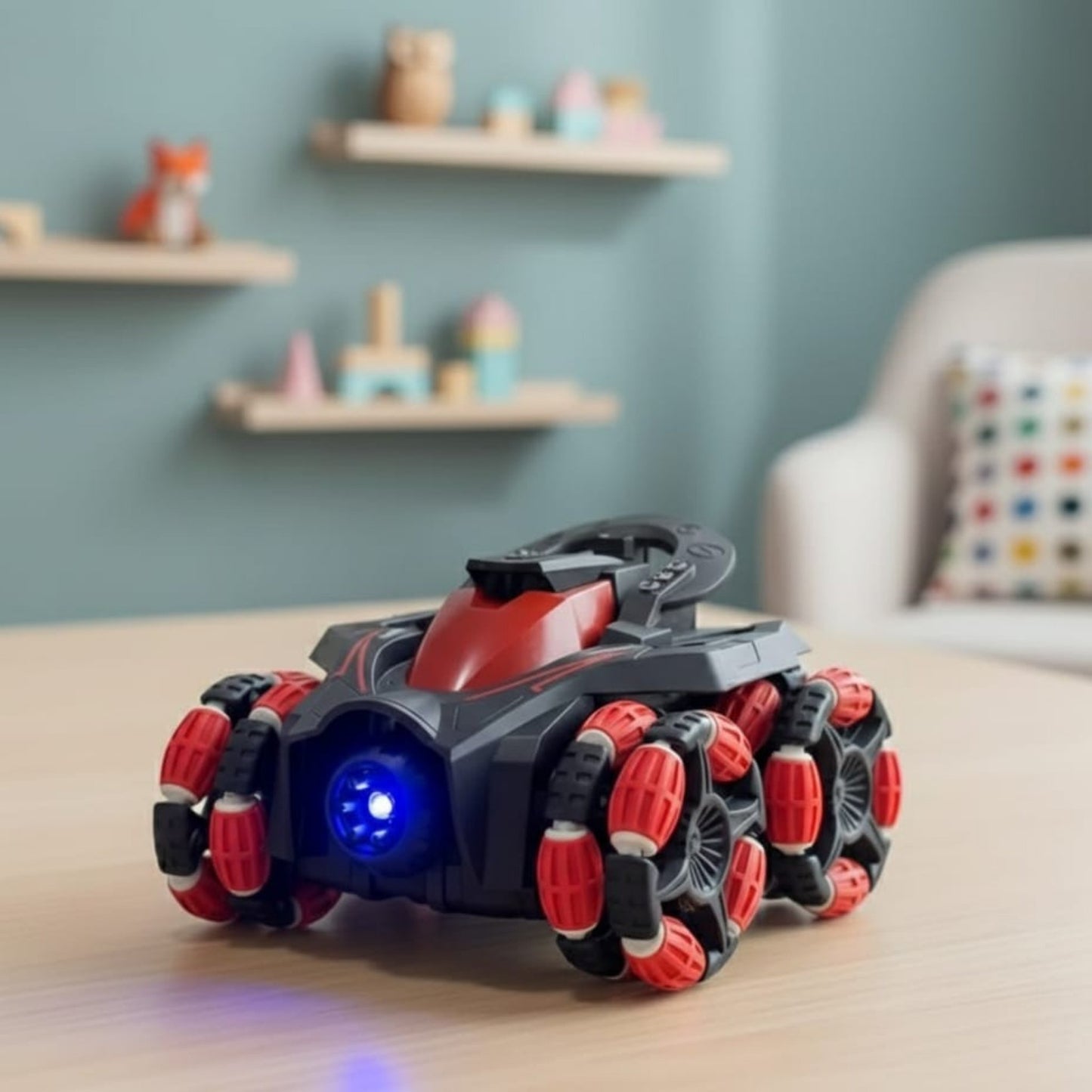 8-Wheel Remote Control Stunt Car with LED Lights & Spray Effects (6+ Years)