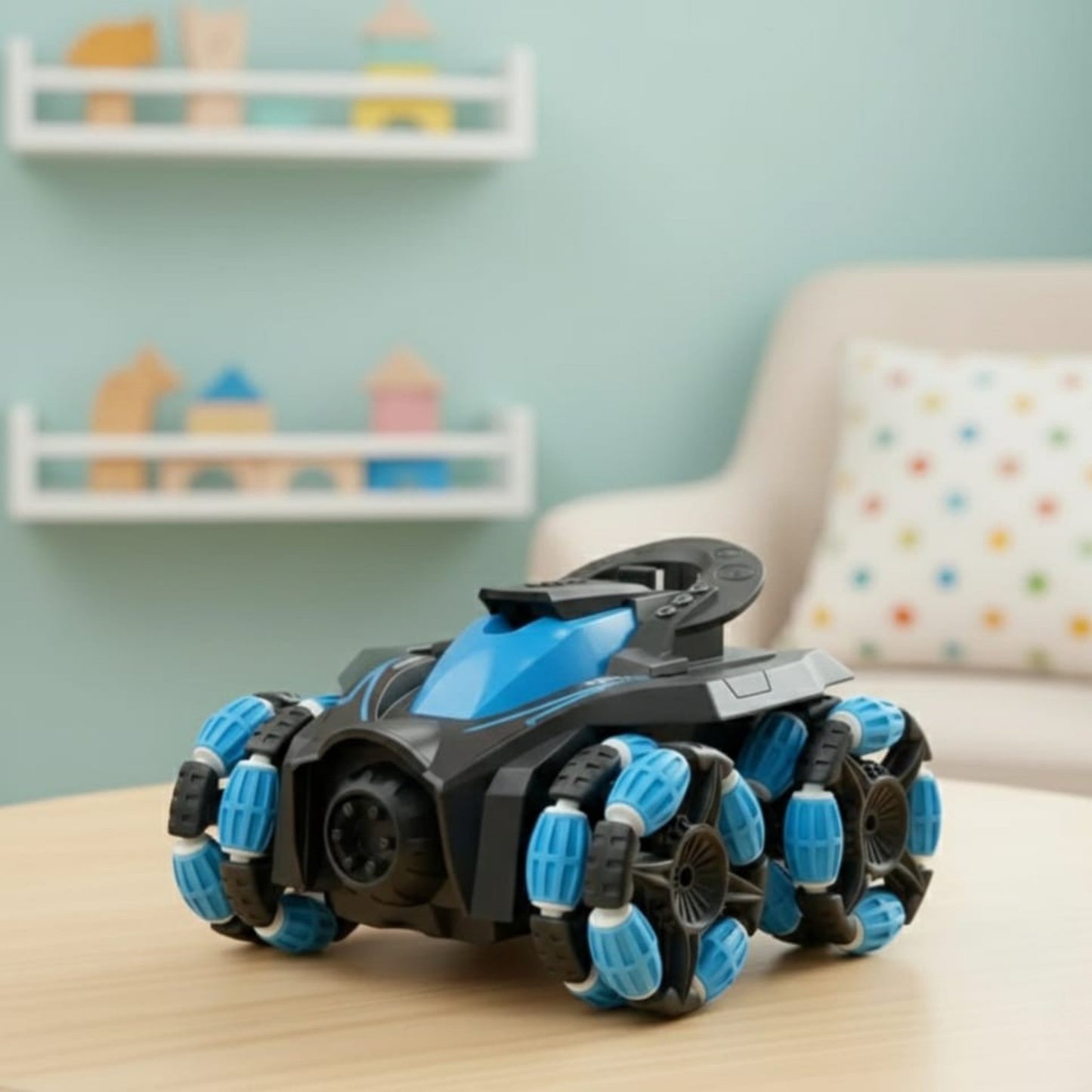 8-Wheel Remote Control Stunt Car with LED Lights & Spray Effects (6+ Years)