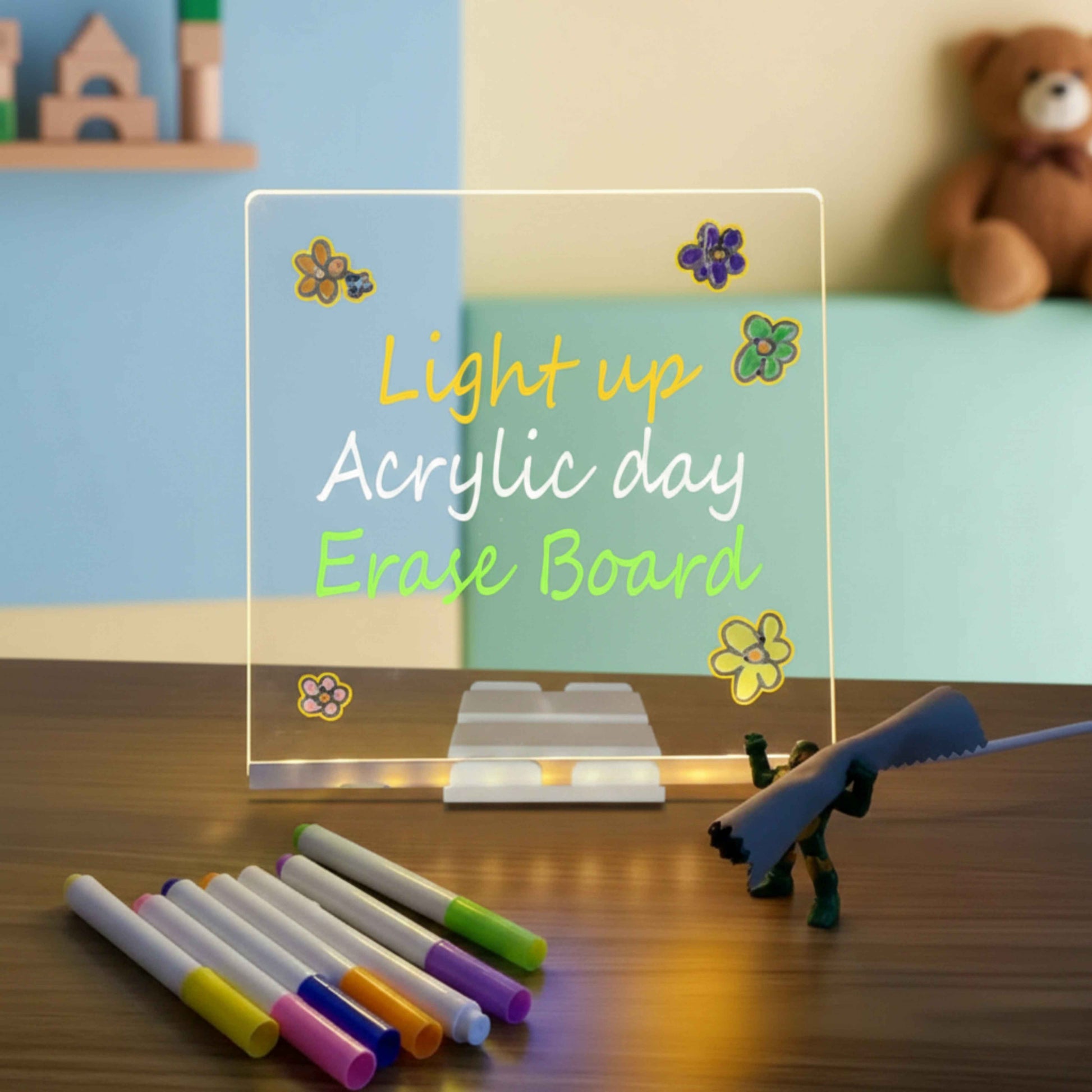 led light-up acrylic writing pad diy message board for kids